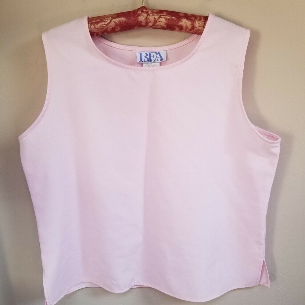 BFA Classics Women's Size 16 Pink Round Neck Sleeveless Tank Top Wide Strap USA